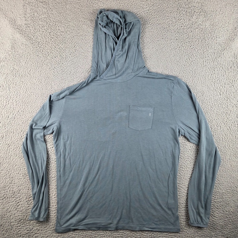 Free Fly Mens Bamboo Shade Hoodie Light Blue Heather Sun Shirt Large